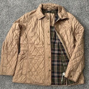 L.L. Bean Beige Jacket with Plaid Interior